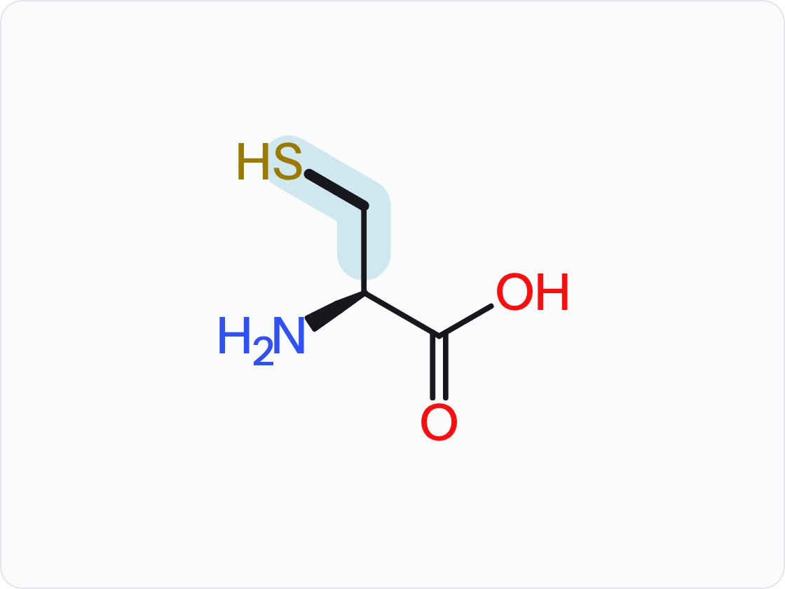 Skeletal structure of an amino acid, drawn as the un-ionized free acid with the amino group at left and the carboxylic acid at right; the side chain (R group) is shaded and drawn with heavier bonds.