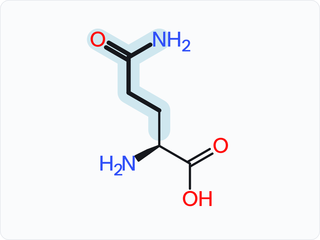 Skeletal structure of an amino acid, drawn as the un-ionized free acid with the amino group at left and the carboxylic acid at right; the side chain (R group) is shaded and drawn with heavier bonds.