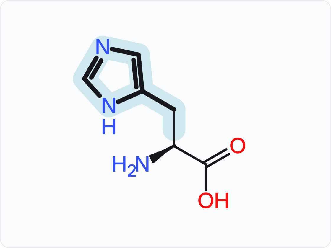 Skeletal structure of an amino acid, drawn as the un-ionized free acid with the amino group at left and the carboxylic acid at right; the side chain (R group) is shaded and drawn with heavier bonds.