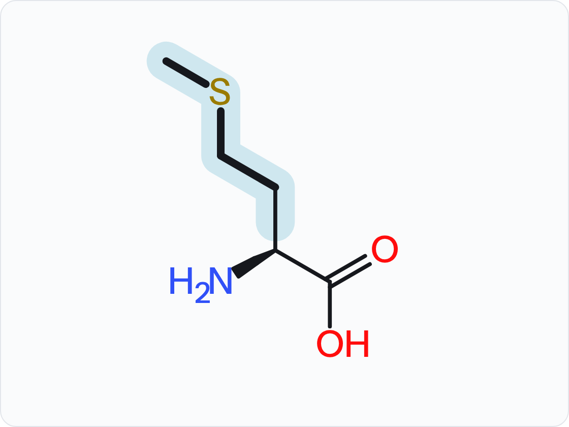 Skeletal structure of an amino acid, drawn as the un-ionized free acid with the amino group at left and the carboxylic acid at right; the side chain (R group) is shaded and drawn with heavier bonds.