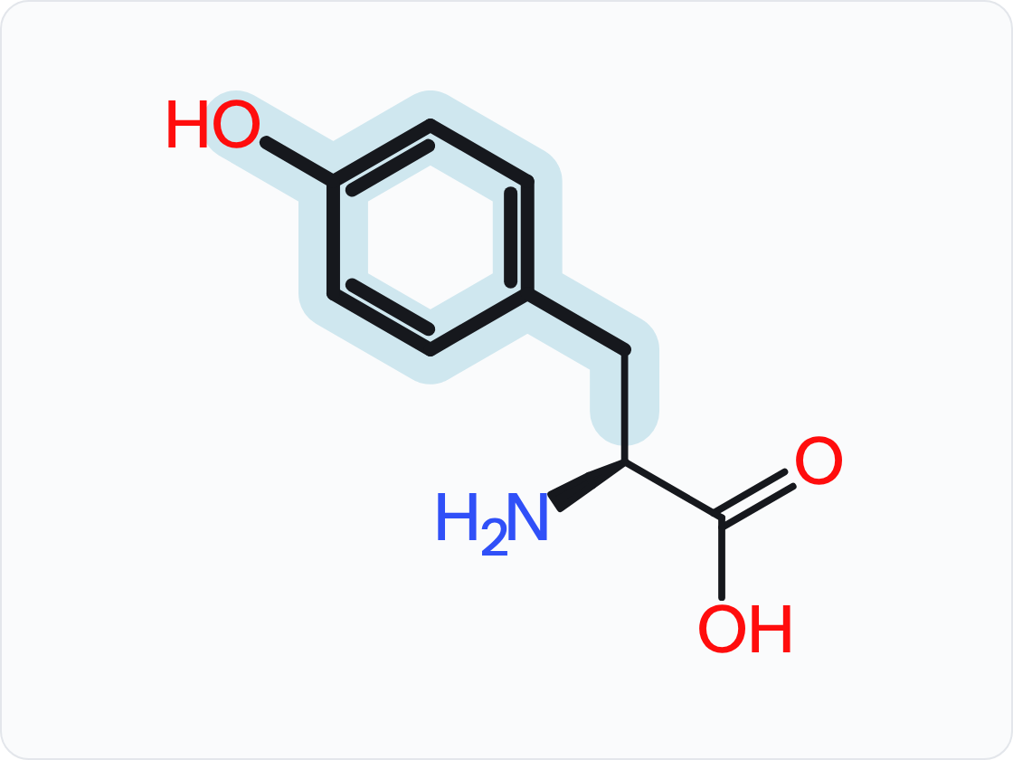 Skeletal structure of an amino acid, drawn as the un-ionized free acid with the amino group at left and the carboxylic acid at right; the side chain (R group) is shaded and drawn with heavier bonds.